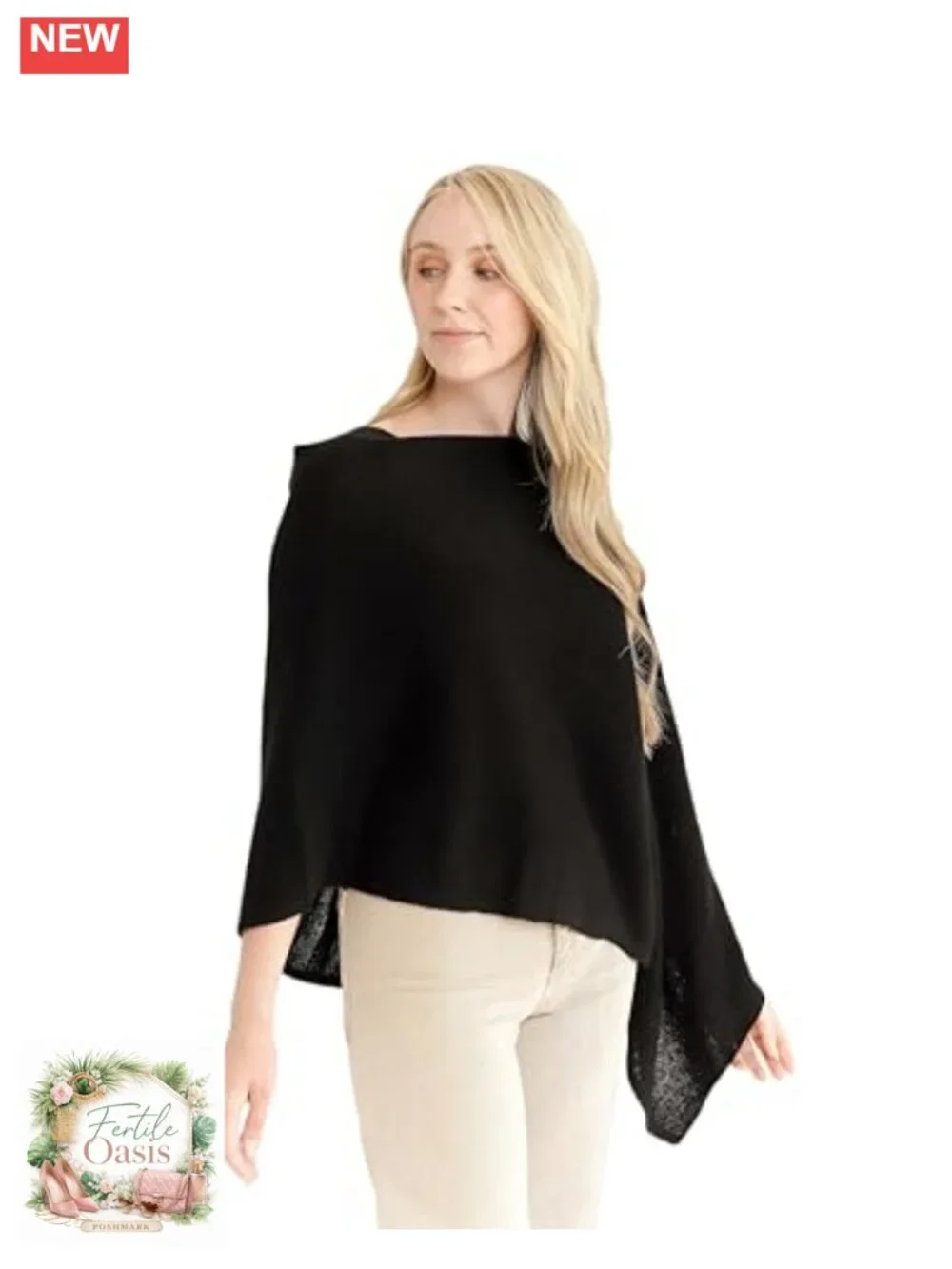 100% Cashmere Poncho Wrap Dress Topper Shawl